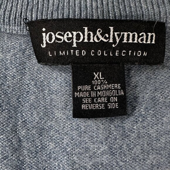 Joseph Lyman Cashmere Vest Sweater Mens V Neck Sleeveless Pullover Blue Soft - Picture 6 of 11